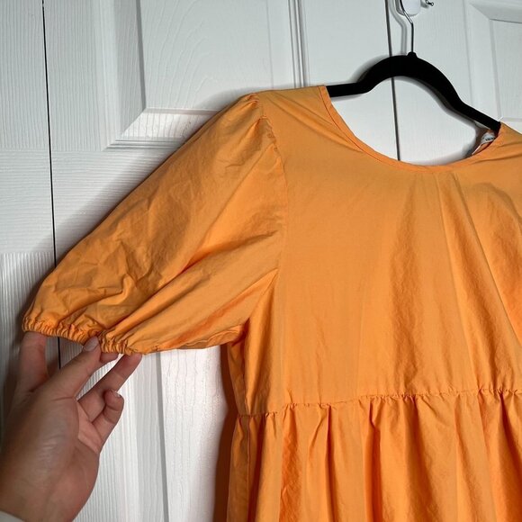 Peter Som Collective Marigold Orange Tiered Tie Back Midi Dress Women's Size 6 - Picture 4 of 11